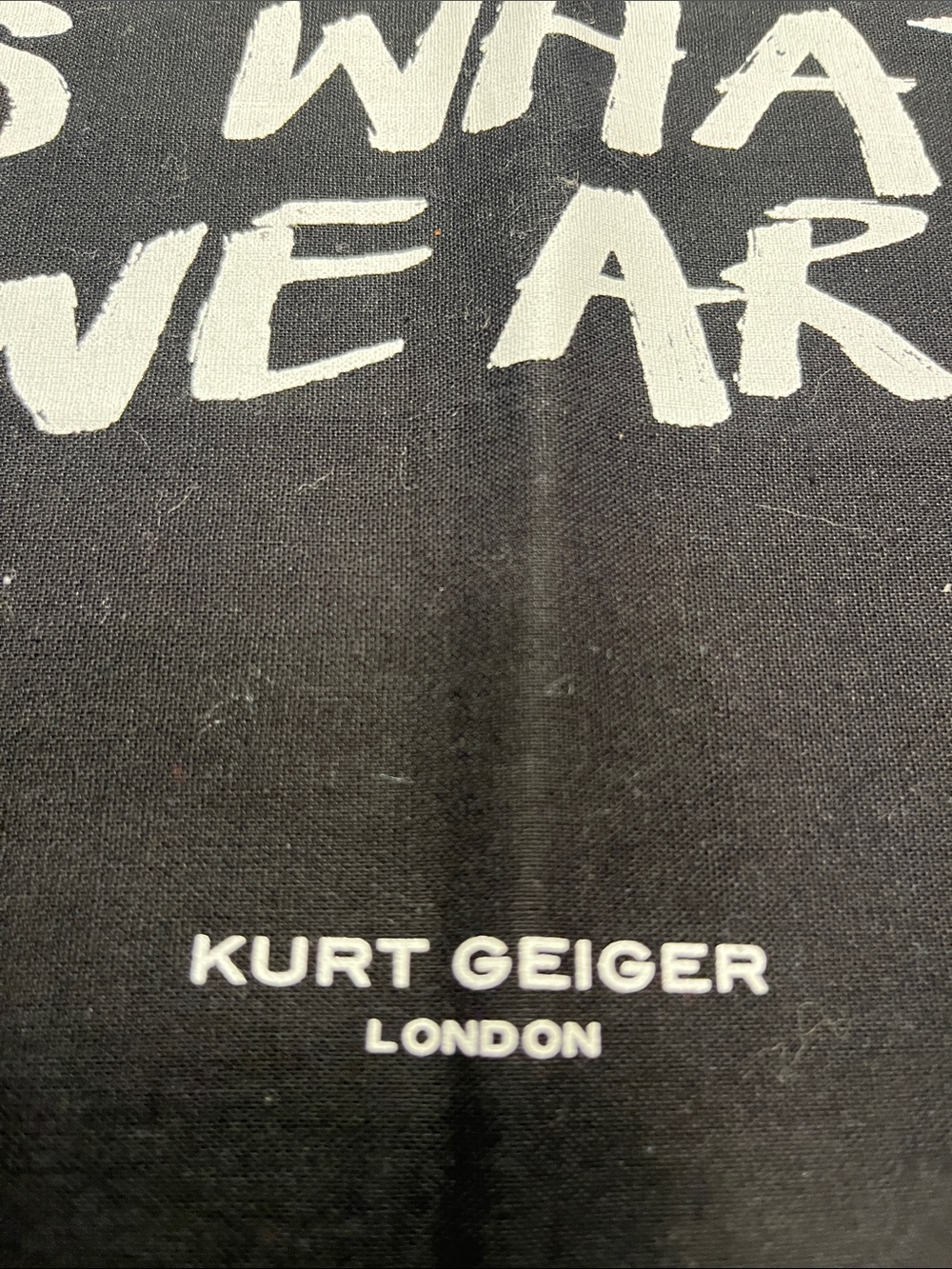 Kurt Geiger Black Drawstring Bag with White Slogan - Picture 3 of 6